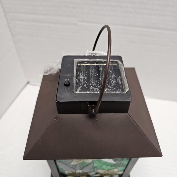 New Pagoda Zen Stained Floral Glass Solar Powered Garden Humming Bird Lantern - Picture 6 of 16